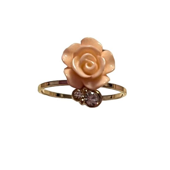 🤯5/$20🤯 LC Lauren Conrad Pink Rose Rhinestone Gold Tone Ring Size 7 NWT - Picture 2 of 3